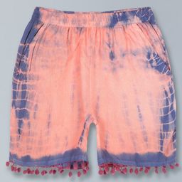 Kiddopanti Pom Pom Lace Hem Tie & Dye Shorts - Baby Pink & Blue-picture-26