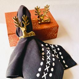 Pravaah India Lead Free Brass Kasturi Napkin Ring - Set of 2-12