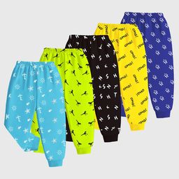 KUCHIPOO Pack Of 5 Dinosaur & Star Printed Track Pants - Multi Colour-picture-18