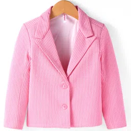 Babyhug Woven Full Sleeves Solid Party Blazer - Pink-picture-21