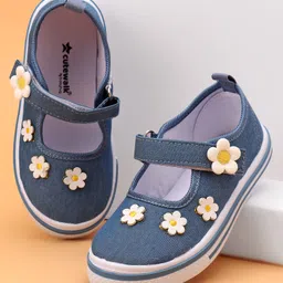 Cute Walk by Babyhug Velcro Closure Casual Shoes With Floral Applique - Navy Blue-picture-49