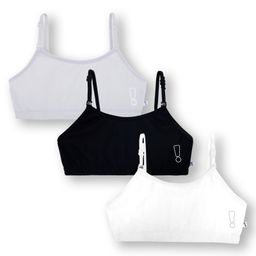 Plan B Cotton Elastane Pack of 3 Sleeveless Solid Training Bras - Black White & Grey-image-35