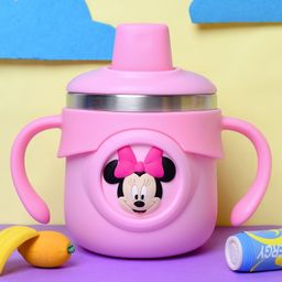 THE LITTLE LOOKERS Stainless Steel Insulated Hot & Cold Sipper Bottle for Kids/Double Wall & Vacuuming/Sipper Cups with Straw/Travelling Water Bottle for Kids with Straw (Pink - 260ml)-22