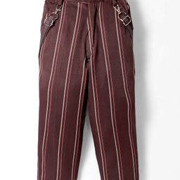 Rikidoos Cotton Striped Pant With Suspender - Coffee Brown-image-41