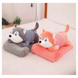 AKN TOYS 3-in-1 Dog Shape Kids Blanket and Soft Toy (color and design may vary ) - Length 68 cm-5