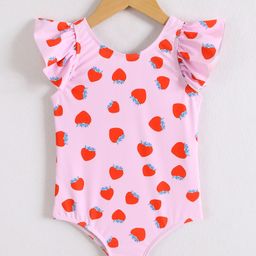 Mark & Mia Sleeveless V Cut Swimsuit Strawberry Print - Pink-image-72