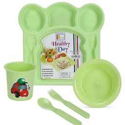 Reliance PLAST Healthy Day Set Party Food Thali Dinnerware Divided Plates for Kids - Green-13