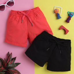Knitting Doodles Pure Cotton Pack Of 2 Solid Shorts - Pink & Black-image-73