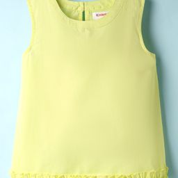 Kookie Kids Cotton Woven Sleeveless Solid Color Top With Frill At Bottom - Neon Green-image-93