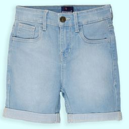 Kiddopanti Denim Washed Roll Up Shorts - Light Blue-picture-11