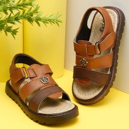 Tiny Bugs Colour Blocked With Velcro Closure Sandals - Tan-image-41