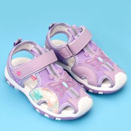 Cute Walk by Babyhug Velcro Closure Sandal with Butterfly Applique - Purple-picture-4