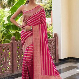KALINI Woven Design Zari Banarasi Saree With Unstitched Blouse Piece-22