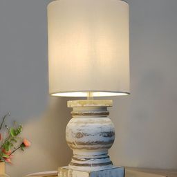 Decorcity White Wooden Cylindrical Shaped Table Lamp-12