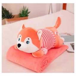 AKN TOYS 3-in-1 Dog Shape Kids Blanket and Soft Toy (color and design may vary ) - Length 68 cm image 2