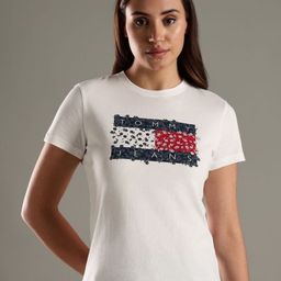Tommy Hilfiger Brand Logo Printed Round Neck Cotton T-shirt-image-47