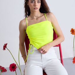 Kibo Women Solid Tie-Ups Shoulder Straps Crop Fitted Top-image-35