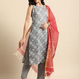 Anouk Women Ethnic Motifs Printed Regular Pure Cotton Kurta with Trousers & With Dupatta-16