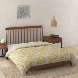 Fabindia Ihania Yellow Cotton Printed Single Quilt-image-60