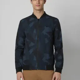 Peter England Navy Regular Fit Camouflage Bomber Jacket-picture-28