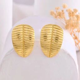 VOJ Gold Plated Anti Tarnish Leaf Shape Stud Earrings-13