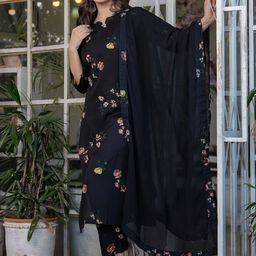 ZIBLON Women Ethnic Motifs Printed Regular Kurta with Trousers & With Dupatta-image-11