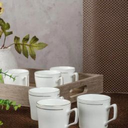 SONAKI White Bone China Coffee Mugs (120 ml) - Set of 6-32