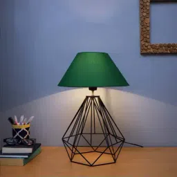 Homesake Black Metal Diamond Table Lamp with Green Shade - Set of 1-23