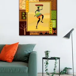 999store Brown & Yellow Ethnic Woman Background Wall Paintings-44