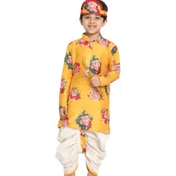 VASTRAMAY Kids Yellow Printed Kurta Set-image-45