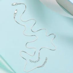 Zavya Rhodium plated 92.5 Sterling Silver Box Chain Anklet - Set of 2-3