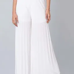 First Resort By Ramola Bachchan White Wide Leg Pleated Palazzo-image-36