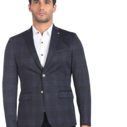 Arrow Blue Regular Fit Checks Blazers-picture-28