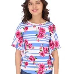 Cutecumber Kids Blue Floral Print Top-image-33
