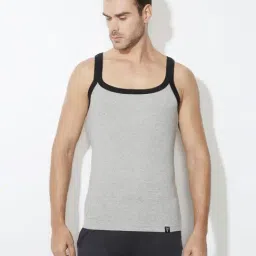 Van Heusen Athleisure Slim Fit Moisture Wicking Ultra Soft Solid Vest - Grey Melange-image-58