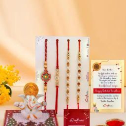 eCraftIndia Assorted Multicolor Rakhi with Ganesha Chowki-image-13