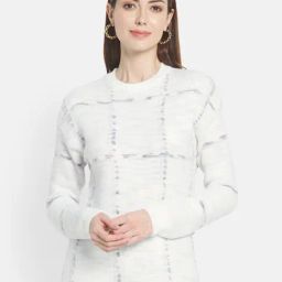 METTLE White Chequered Pullover-image-4
