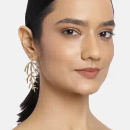 Estele Gold-Plated Oversize Branch Designer Earring for Women-33