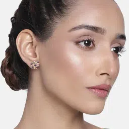 Estele Rose Gold-Plated Bead Bouquet Stud Earrings for Women-image-79