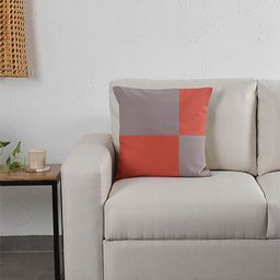 House This Bhumiti Grey & Orange 2 Pieces Colourblocked Square Cotton Cushion Covers-11