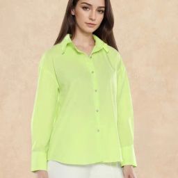 RAREISM Green Cotton Solid Long Sleeves Shirt-image-20
