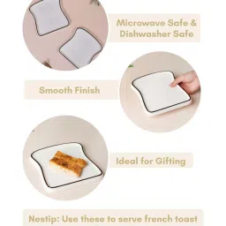 Nestasia Microwave Safe White Bread Shape Plate Set of 2 For Serving Breakfast and Snacks image 5