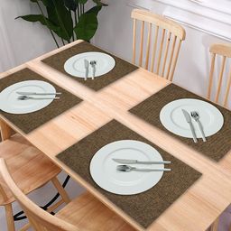 Kuber Industries Brown Multiuses Jute Table Placemat For Kitchen Dining Table Set Of 6 image 3