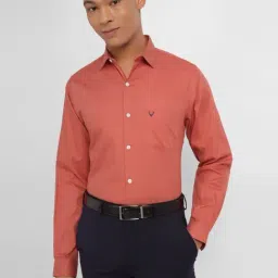 Allen Solly Mid Peach Cotton Slim Fit Texture Shirt-image-21