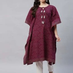 Miravan Maroon Cotton Printed A Line Kaftan-picture-13