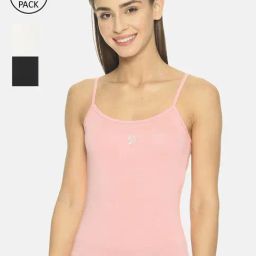 TWIN BIRDS Pink & Black Cotton Camisole - Pack Of 3-image-18