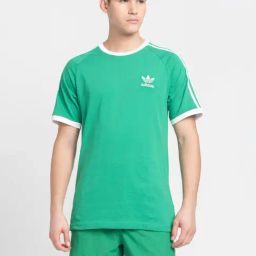 Adidas Originals Green Regular Fit 3-Striped Cotton Crew T-Shirt-image-61