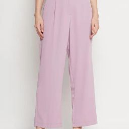 MADAME Mauve Regular Fit Mid rise Trousers-4