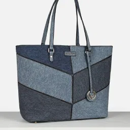 Allen Solly Blue Color Block Free Size Tote Handbag image 1