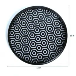 Crayton Black & White Round MDF Serving Tray - Set of 1 image 2
